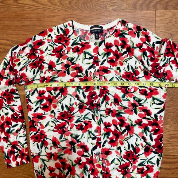 Lands’ End Supima Cotton Floral Cardigan, size M - Picture 5 of 9
